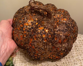 Vintage FAUX PUMPKIN DECOR-Thanksgiving 8 1/2” Wide>