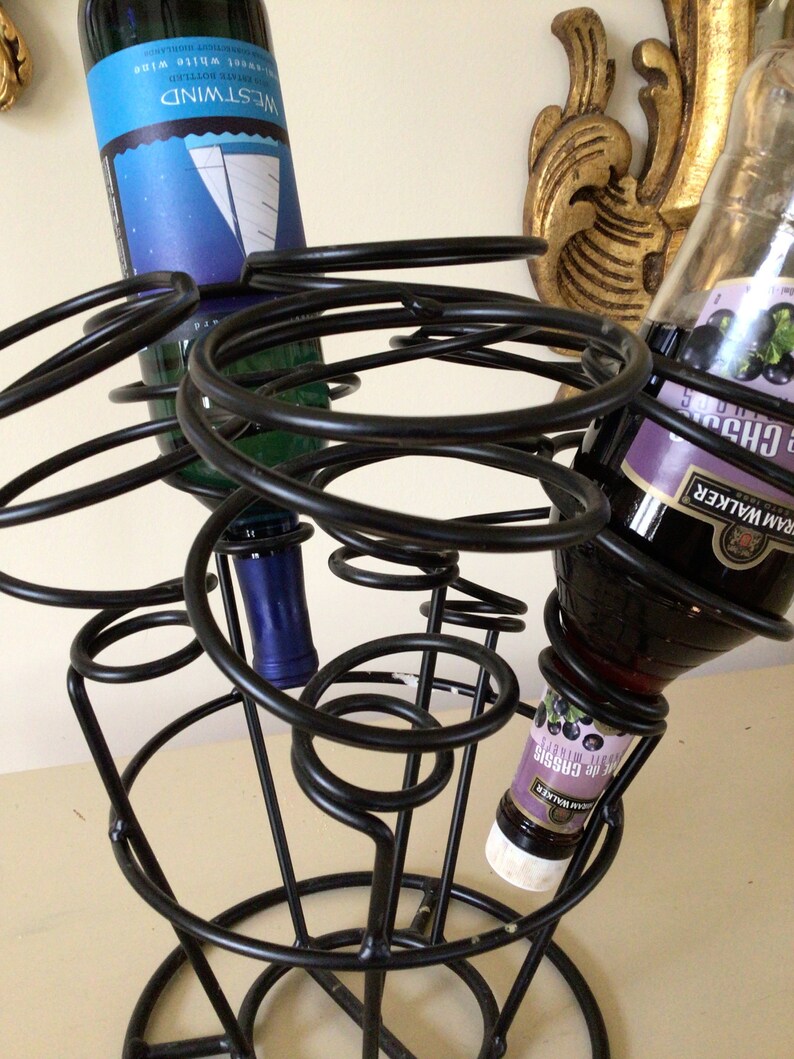 Cram Rack VINTAGE WROUGHT IRON Spiral Wine Rack/ 6 Bottle Spiral Bouquet in Black ...
