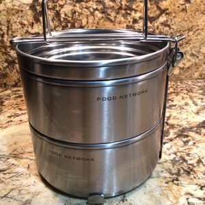 STAINLESS STEELE LUNCH Pail 6” Tall By Food Network 2 Tier Compartments