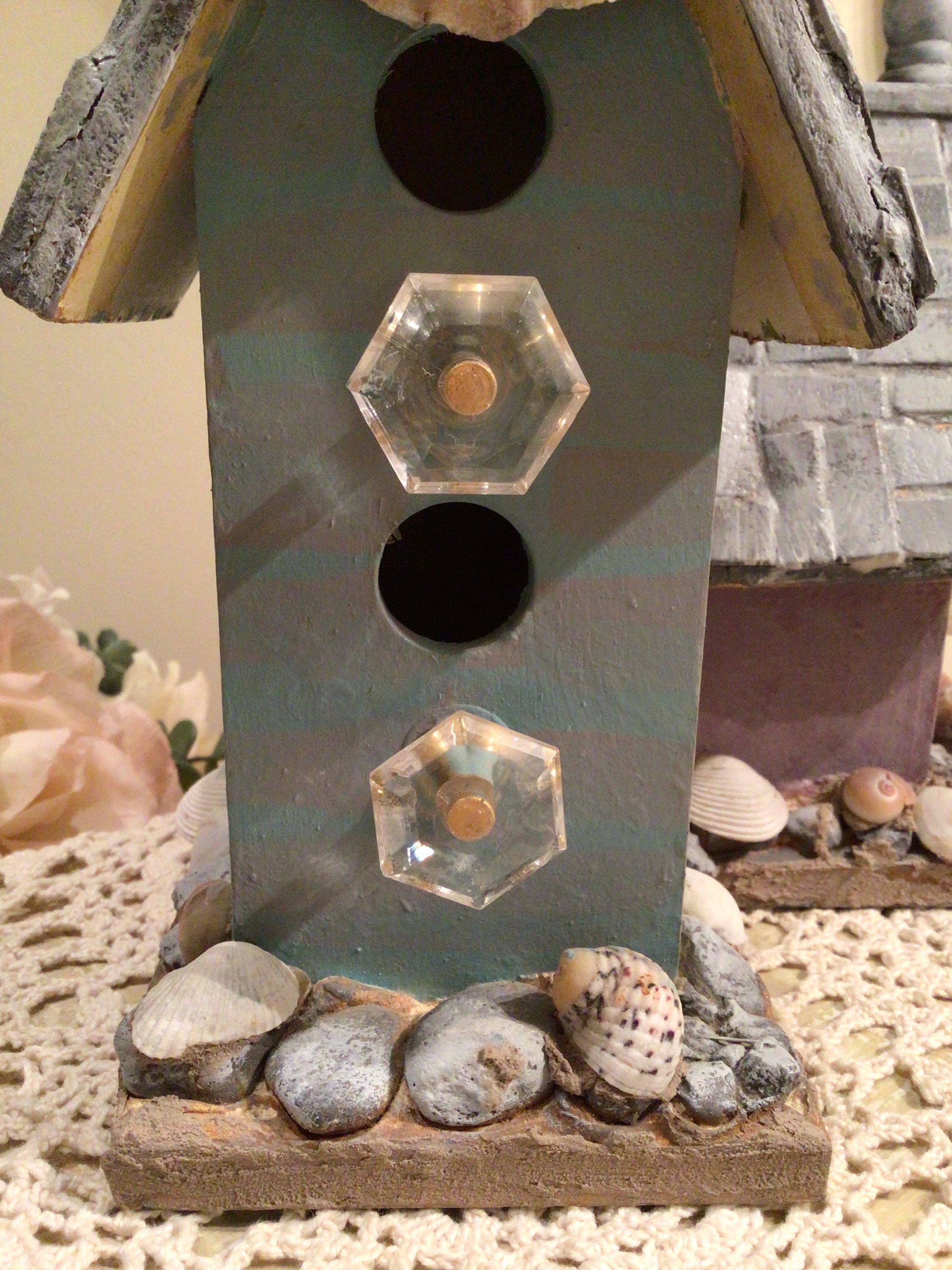 UNIQUE BIRDHOUSE DECORATED With Shells and Handpainted by Artist/ - Etsy