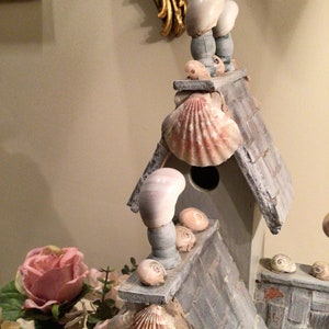 UNIQUE BIRDHOUSE DECORATED With Shells and Handpainted by Artist/ - Etsy