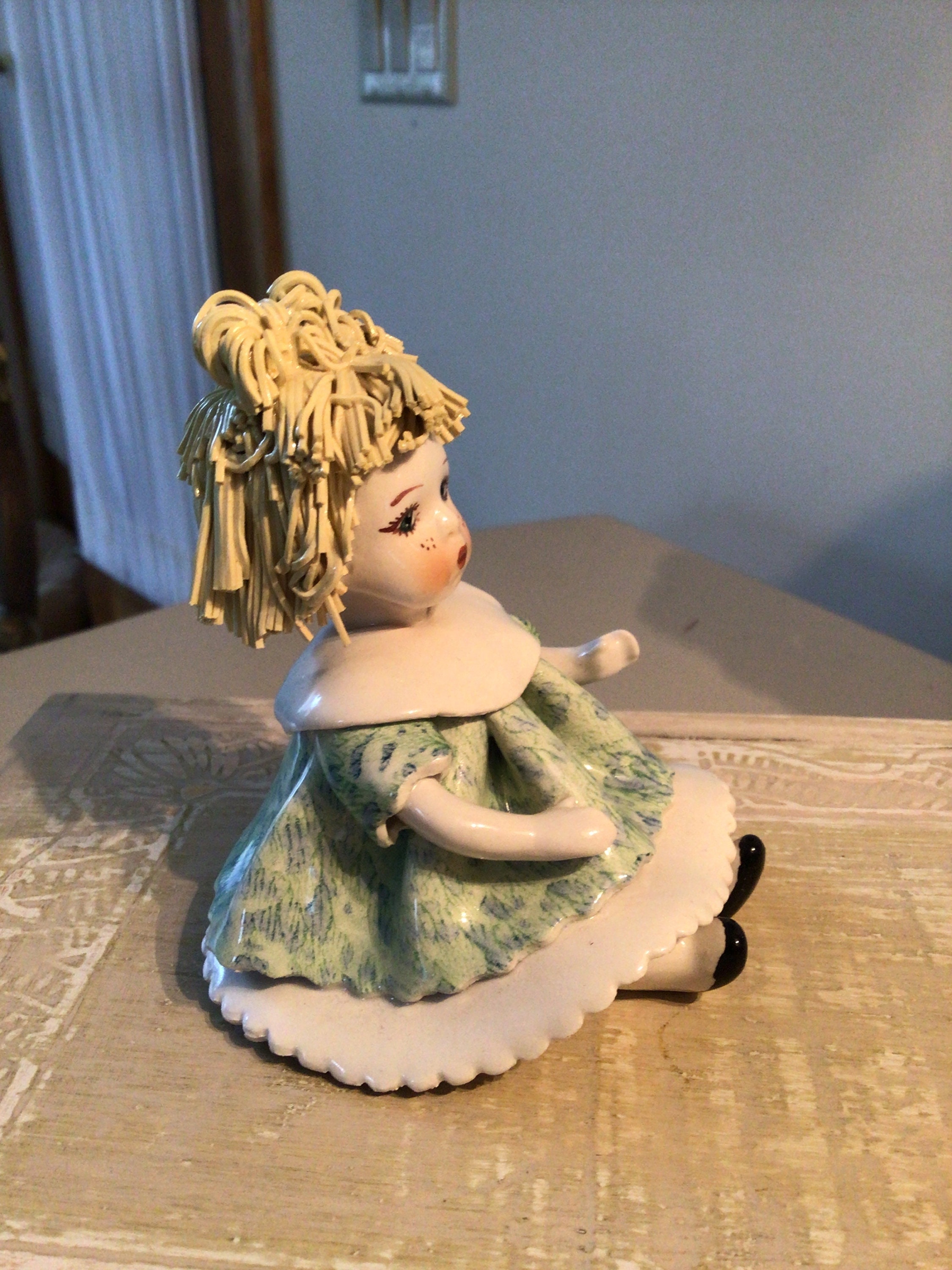 TWO VINTAGE PORCELAIN Dolls 4” Made in Italy and Signed