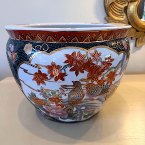 Vintage Chinese Porcelain KOI FISH BOWL Planter 12 1/2” Wide 9 3/4” Tall 8” Base