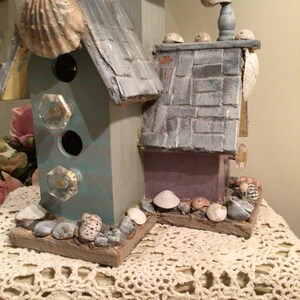 UNIQUE BIRDHOUSE DECORATED With Shells and Handpainted by Artist/ - Etsy