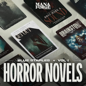 Vintage Horror Novels Blue Heftklammern Full Art MTG Proxies Set - Band Eins, benutzerdefinierte Zauberkarten für Kommandantenspiel