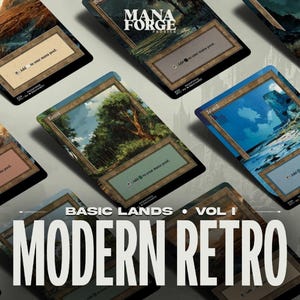 Bundle de paysages rétro avec cadre proxy MTG - Ensemble de paysages de base artistiques personnalisés Vol 1 pour Magic the Gathering