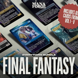 Mega Lote de cartas de Final Fantasy Borderless Staples: Volúmenes I-V (50 cartas) / Cartas proxies MTG con y sin foil