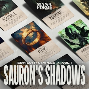 Set Proxy de El Señor de los Anillos MTG / Paquete de ilustraciones completas de Las Sombras de Sauron con Nazgûl, el Rey Brujo, El Anillo Único y los Arqueros Orcos