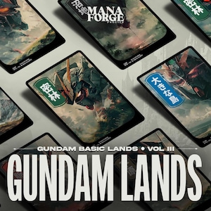 Paquete de tierras básicas de Gundam, Mobile Suit Gundam con arte completo, volumen tres, cartas proxy MTG personalizadas