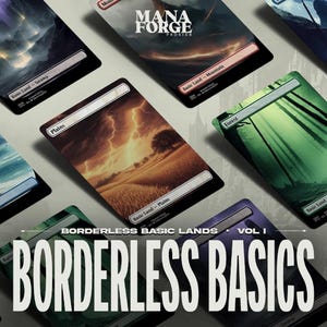 Lot MTG Borderless Basic Lands, Vol I | Graphismes complets personnalisés pour les mandataires Commander et EDH