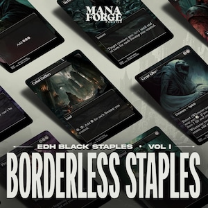EDH Black Staples Proxy Set Vol. 1 | Borderless Full Art MTG Commander Essentials (Cabal Coffers, Damnation, Exsanguinate & More)
