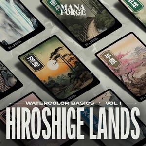 Conjunto de tierras básicas de Utagawa Hiroshige - Acuarela japonesa con arte completo Magic the Gathering Proxy Lands - Volumen uno