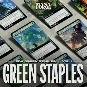 MTG Green Heften EDH Proxy-Karten | Custom Art Magic the Gathering EDH Land Set - Band Eins