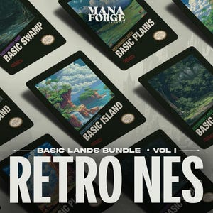 Retro NES Nicewinbro Basic Lands Set Full Art MTG Proxies Volumen Uno, Cartas personalizadas de Magic the Gathering