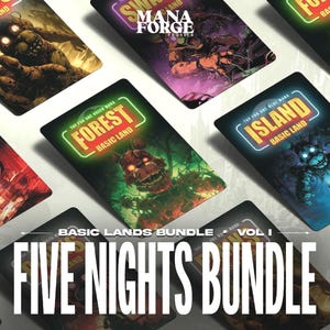 Conjunto de tierras básicas de Five Nights at Freddy's de MTG Proxy: cartas de Magic the Gathering con arte completo de FNAF, volumen uno, inspiradas en el anime EDH