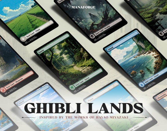 Studio Ghibli Inspired MTG Proxies: Full Art Basic Lands Set Volume One -   UK