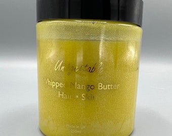 Mango Body Butter 250ml Whipped body butter Vegan skin care Cruelty free Non greasy Body and hair care Scented moisturiser