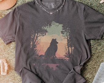 Sheltie Shirt, Shetland Sheepdog Shirt, Comfort Colors, Sheltie Gifts, Dog Silhouette, Gift for Dog Mom, Dog Dad Gifts, Dog Lover Gifts