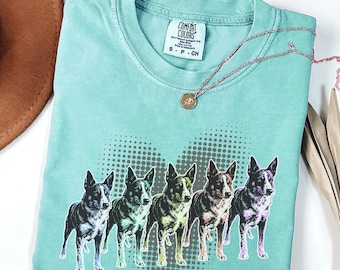 Australian Cattle Dog Shirt | Comfort Colors Pop Art Blue Heeler Shirt | Gift for Dog Mom, Dog Dad, Dog Groomer, Vet Tech, Dog Lover