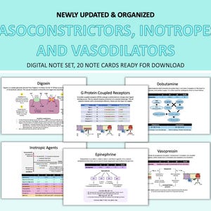 Vasoconstrictors, Inotropes, and Vasodilators, SRNA/CRNA Notes, Anesthesia & Me Notes