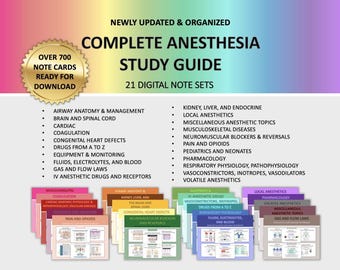 Guía completa de estudio de anestesia para estudiantes de enfermería anestesista, enfermeros anestesistas certificados, asistentes de anestesia certificados y residentes, Anesthesia & Me Notes