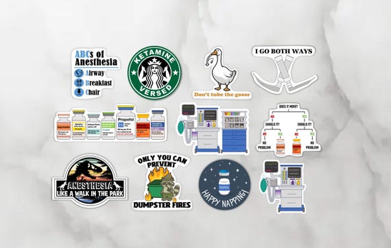 BOGO Anesthesia Stickers! Buy One Get One FREE
