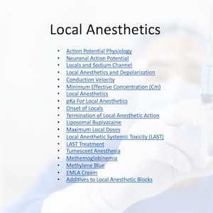 Notes sur les SRNA/CRNA sur les anesthésiques locaux, notes sur l'anesthésie et moi-même