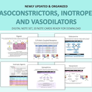 Vasoconstrictors, Inotropes, and Vasodilators, SRNA/CRNA Notes, Anesthesia & Me Notes