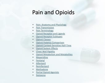Note su dolore e oppioidi SRNA/CRNA, note su anestesia e me