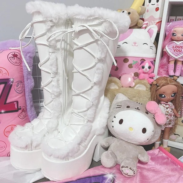 Y2k Furry Boots Etsy