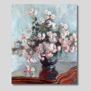 Monet Chrysanthemums Canvas Print: Impressionist Floral Art, Vintage Style