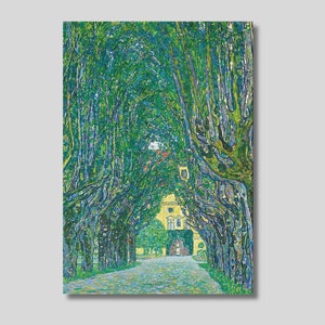 Gustav Klimt Avenue nel parco di Schloss Kammer Canvas Wall Art, stampa di paesaggio, poster della natura, poster della mostra, foresta, alberi, giardino