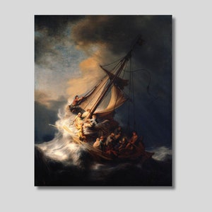 The Storm on the Sea of Galilee by Rembrandt van Rijn Canvas Wall Art, Christ in the Storm, Famous Art, Fine Art, Home Decor, Vintage Poster