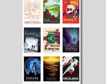 Retro Solar System Travel Poster: Vintage Planet Art Print