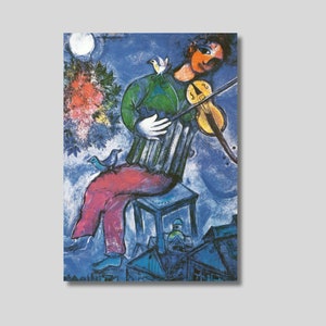 Marc Chagall The Blue Violinist Canvas Wall Art, Exhibition Poster, Museum of Modern Art, Vintage Poster, Expressionism Art, Trendy Art