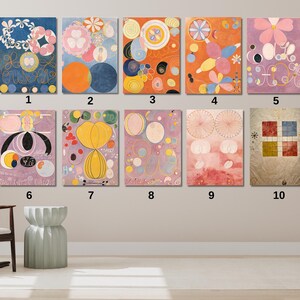 Conjunto de 3 Hilma af Klint Canvas Wall Art, As Dez Maiores Impressões, Pôster da Exposição Klint, Decoração de Parede da Moda, Escolha suas obras de arte favoritas
