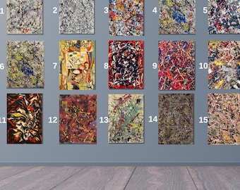 Set of 3 Custom Jackson Pollock Canvas Wall Art, Abstract Print, Modern Reproduction Print, Pollock Convergence, Trendy Decor,Gift idea