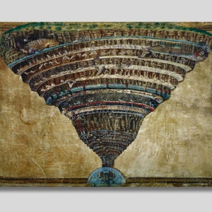 Sandro Botticelli La mappa dell'Inferno, Dante La Divina Commedia (1485) Tela artistica da parete, Belle arti, Arte vintage, Decorazione da parete alla moda, Idea regalo