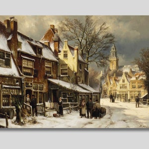 Hermanus Willem Koekkoek: Amsterdam Winter Scene Canvas Art Print
