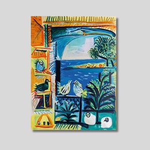 Impresión en lienzo de Pablo Picasso sobre la Costa Azul, pintura de exposición de Picasso, Riviera Francesa, Francia, pintura de viaje vintage, La Costa Azul, Niza