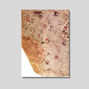 Piri Reis Karte, Leinwanddruck, XVI. Century Weltkarte, Vintage Karte, Antike Weltkarte, alte Landkarte Dekor, historische Karte, antike Kartographie