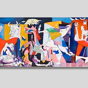 Guernica Canvas, Pablo Picasso Guernica Painting Print, Guernica Wall Art, Guernica colored, Pablo Picasso la Guernica Canvas, Ready to hang image 1