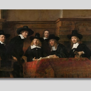 Rembrandt De Staalmeesters canvas muurkunst, Rembrandt van Rijn print kunst, barokke schilderkunst, christelijke kunst, fine-art print, vintage kunst