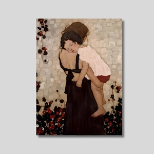 グスタフ・クリムト「母と子」キャンバス、母と子のプリント、グスタフ・クリムトのポスター、キャンバスウォールアート、奥様へのプレゼント、お母様へのプレゼント