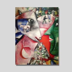 Marc Chagall Canvas Wall Art, Marc Chagall I and the Village Art Print, Chagall Artwork, Expressionism Art, Country Life, Gift idea