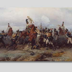 Bogdan Willewalde Canvas Wall Art, Feat of Cavalry Regiment at the Battle of Austerlitz Print, Napoleonic Wars Painting, Fine Art Print