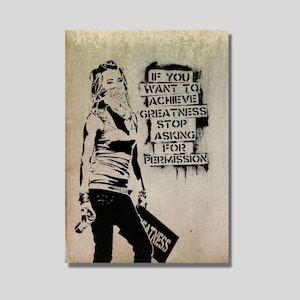 Banksy Girl Canvas Art: Motivational Street Art Mural