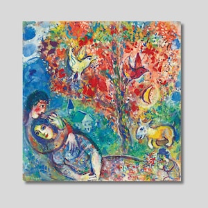 Marc Chagall Canvas Wall Art, Marc Chagall Couple Under Tree Print Art, Chagall Artwork Print, Expressionism Art, Home Decor,Gift for Lovers