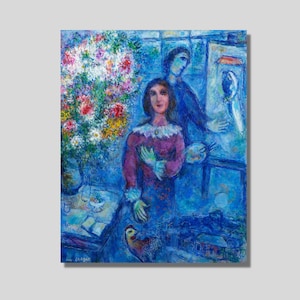 Marc Chagall Le Modèle Canvas Wall Art, Marc Chagall Artwork, Blue Model Art Print, Expressionism Art, Exhibition Poster, Home Decor Gift