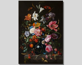 Jan Davidsz de Heem Vase of Flowers Art Print, Jan Davidsz de Heem Canvas Wall Art, Flowers Canvas Poster, Exibition Poster, Home Decor